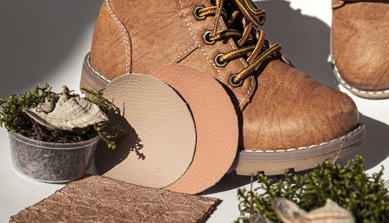 Vegan leather boots and fungi
