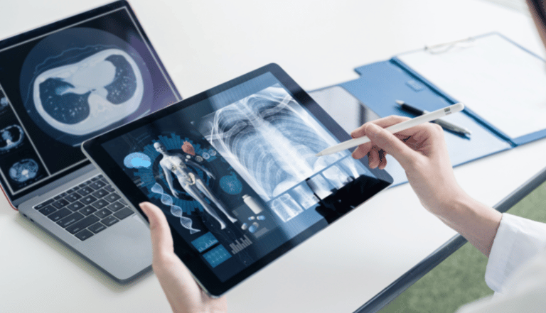 Doctor using iPad